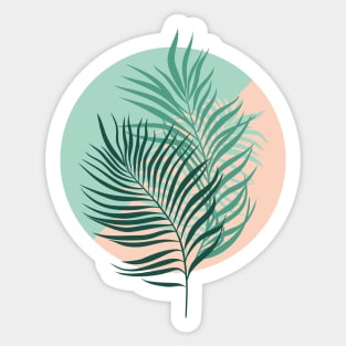 Tropical palm leaves (turquoise and blush background) Sticker